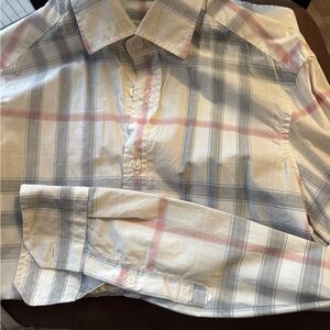 Burberry Men's Button-Down Shirt - Gray, Pink, White